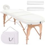 vidaXL Massageliege Massagetisch, weiß, 2x klappbar, höhenverstellbar, Holz