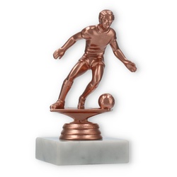 Pokal Kunststofffigur Fußball Herren bronze auf weißem Marmorsockel 13,2cm