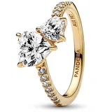 Pandora Timeless Doppel-Herz Funkelnder Ring mit vergoldeter Metalllegierung und Cubic Zirkonia Timeless Collection, Größe 58, 161198C01-58
