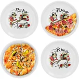 4er Set Van Well Pizzateller mit Küchenchef Dekor 30,5cm