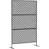 Outsunny Raumteiler 3-teilig 122 x 198 cm Freistehend Paravent in Gitter, Schwarz