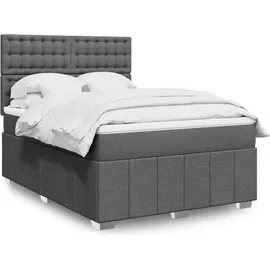 vidaXL Boxspringbett mit Matratze Dunkelgrau 160x200 cm Stoff