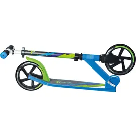 Muuwmi Aluminium Scooter 205 mm ABEC 7, GS-geprüft, höhenverstellbar, XL-Deck, grün-blau-schwarz