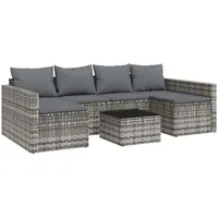 LuxusKollektion Gartenlounge-Set Gartenmöbel Set 2-TLG. Lounge-Set mit Kissen Grau Rattan