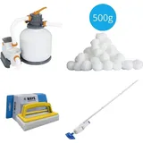 Bestway - Poolsauger AquaReach & Sandfilterpumpe 5678 L/u & Filterkugeln 500 g & WAYS Scheuerbürste