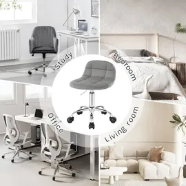 Woltu Bürohocker Samt Hellgrau