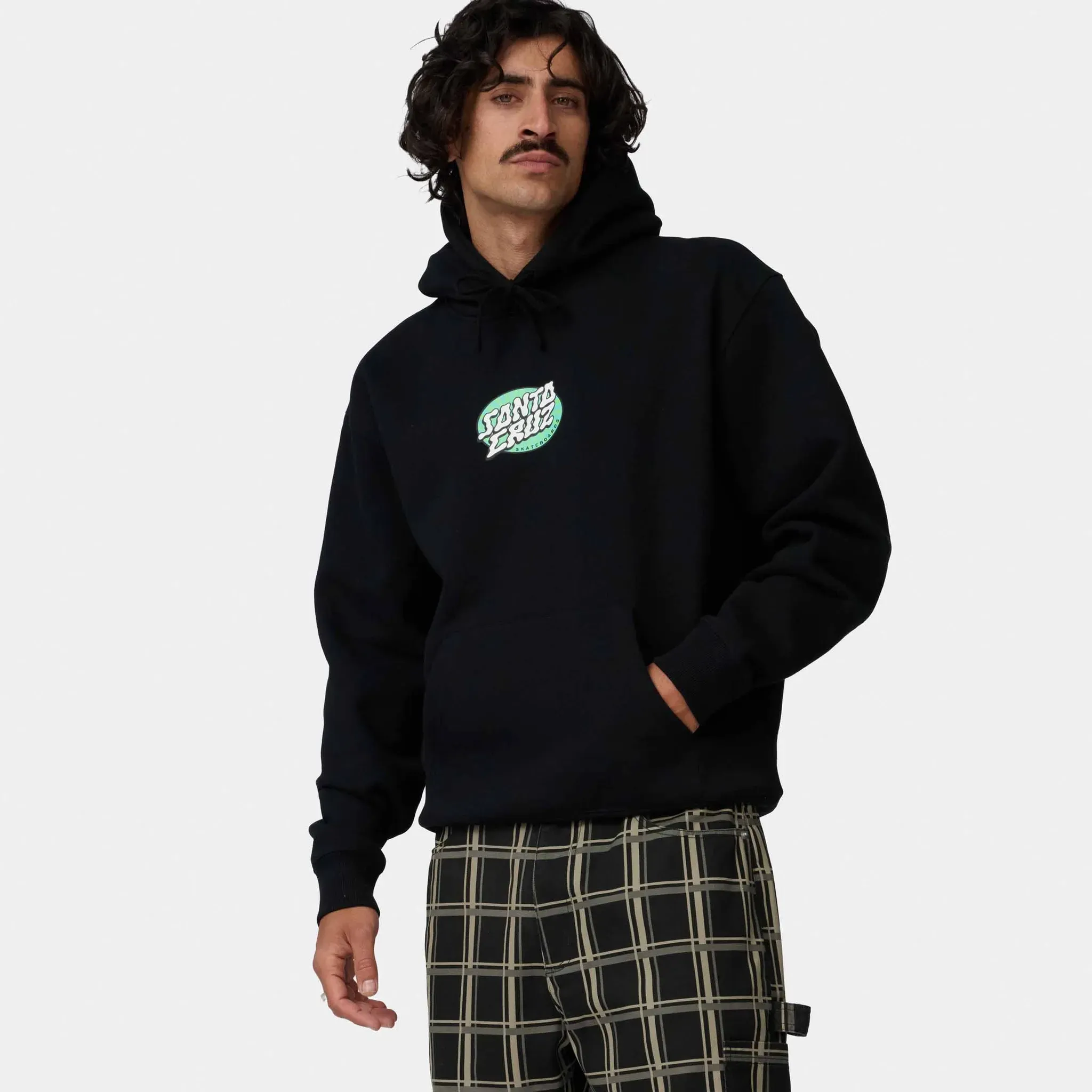 Kapuzenpullover SANTA CRUZ, Herren, Gr. M, schwarz, Obermaterial: 80% Baumwolle, 20% Polyester, normal, angesetztes Bündchen, Pullover Kapuzenpullover, aus Baumwolle und Polyester, mit Kapuze, normale Schnittform