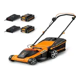 LAWNMASTER CLMF4841E Akku-Rasenmäher 48V Max 2x24V 4.0Ah Batterie, 41cm 450m2 Mulchen 42L, 22-72mm 6-Stufige Schnitthöhenverstellung