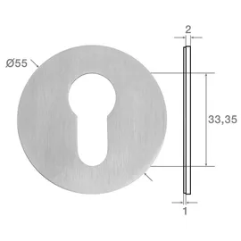 SOTech Türbeschlag Kleberosette rund Ø 55 mm Edelstahl Satin
