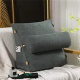 Ergonomisches Keilkissen mit verstellbarem Nackenkissen und Taschen, Kopfteil, Lesebettruhe, Kissen für Sofa, Bett, Bürostuhl, Lendenwirbelstützkissen für Komfort und Unterstützung