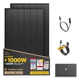Solakon® 1000W Balkonkraftwerk mit Speicher - 1000 Watt komplett Steckdose & 800W Integrierten Hybrid-Wechselrichter - 2x 500W bifaziale Solarmodule & 2,11 kWh Solakon ONE Speicher für Balkonkraftwerk