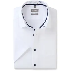 Kurzarmhemd OLYMP "Luxor comfort fit", Herren, Gr. 43, N-Gr, weiß, Web, Obermaterial: 100% Baumwolle, casual, comfort fit, Kurzarm, Hemden