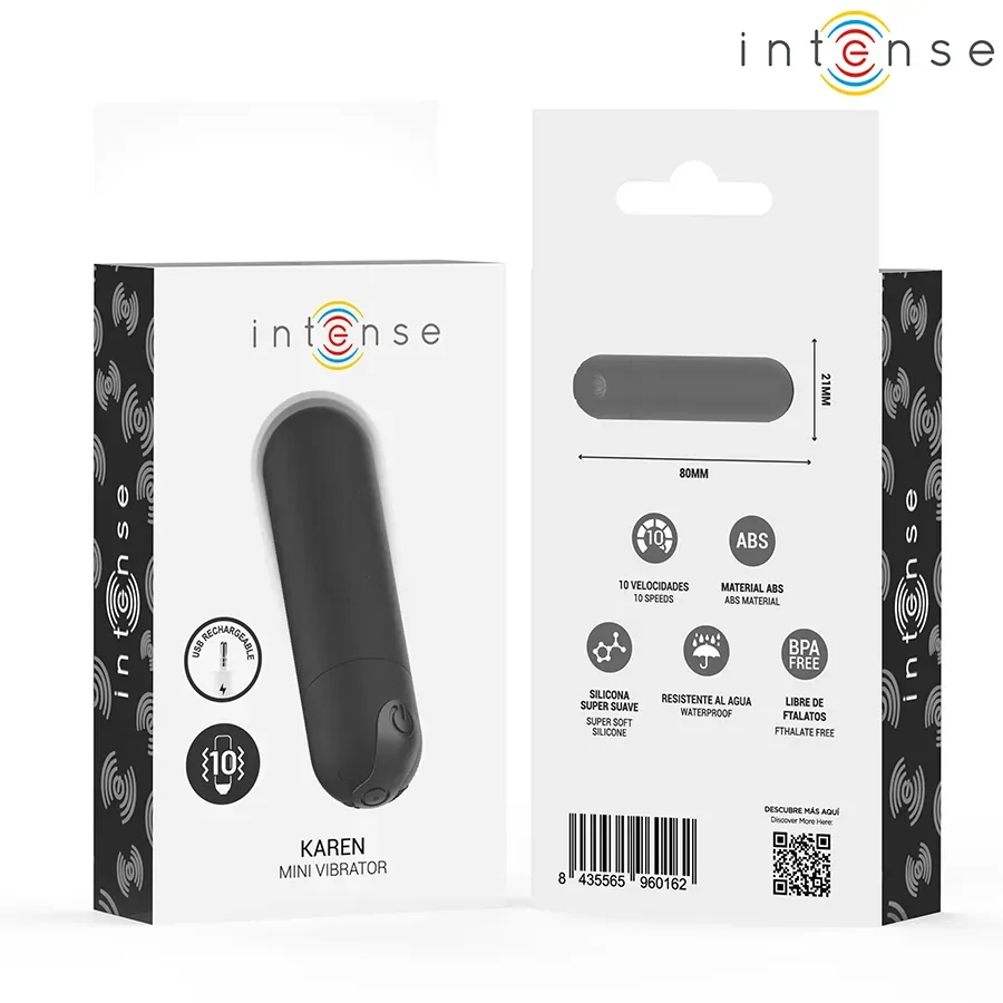 INTENSE - KAREN MINI WIEDERAUFLADBARER VIBRATIONSKUGEL SCHWARZ -  / NEGRO