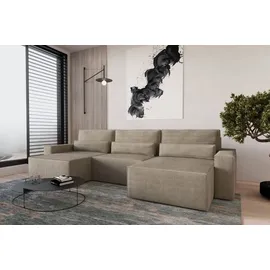 moeblo Eckcouch Cord U-förmig 2-Sitzer Beige