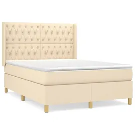 vidaXL Boxspringbett mit Matratze Creme 140x200 cm Stoff vidaXL