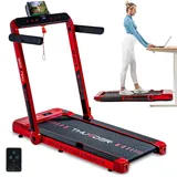 THUNDER RACE-RED Laufband 14 km/h klappbar Walking Pad 2 PS bis 130 kg LED Bluetooth App Heimtrainer - Rot