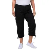 Ulla Popken Damen Stretch Cotton Cargo Crop Pants Cargohose, Schwarz, 47W / 32L