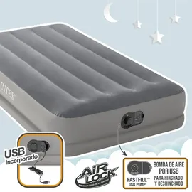 Intex 64112 Twin Dura-Beam Prestige Mid-Rise Luftbett mit USB-Pumpe, aufgeblasene Größe: 99 x 191 x 30 cm