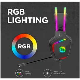 Canyon Darkless GH-9A, RGB aidimams ausin?s with Mikrofonas, Mikrofonas frequency response: 20HZ20KHZ, ABS+ Polyurethanleather, USB*1*3.5MM jack ki... / Schwarz
