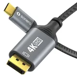 Sonero USB-C auf DisplayPort Kabel 4K 60Hz 1,00 m Grau/Schwarz