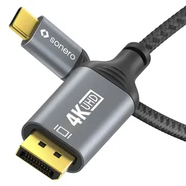 Sonero USB-C auf DisplayPort Kabel 4K 60Hz 1,00 m Grau/Schwarz
