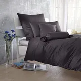 BettwarenShop Uni Mako-Satin Bettwäsche anthrazit 135x200 cm + 80x80 cm - schwarz