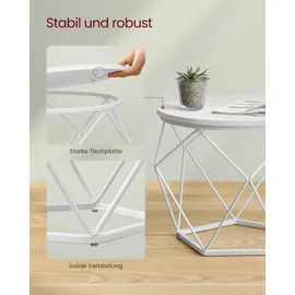 VASAGLE Beistelltisch, 2er Set abnehmbare Tischplatte, schneeweiß-wolkenweiß