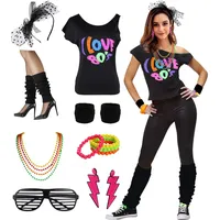 Damen-Kostüm, "I Love The 80's Disco", 80er Jahre - Schwarz - Large /X-Large - L-XL