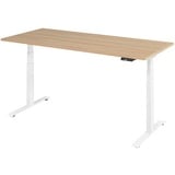 kompatible Ware Base Lite elektrisch höhenverstellbarer Schreibtisch eiche rechteckig, T-Fuß-Gestell weiß 180,0 x 80,0 cm