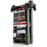 ADZ Universal Game Holder - 23 Game Storage Tower Rack for PS2 PS3 PS4 PS5 PSP Xbox 360 Xbox One Series X Wii Switch Games DVD and Blu-Ray Disks Includes 2 Controller Mounts