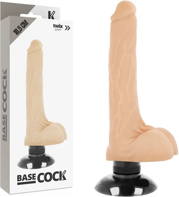 BASECOCK - Realistischer Vibrator 2-in-1 Natur, 18,5 cm Ø 4 cm - Natur