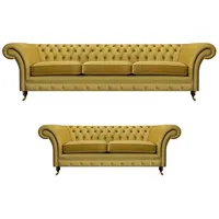 JVmoebel Chesterfield-Sofa Modern Chesterfield Dreisitzer mit Zweisitzer Sofas Sofagarnitur, 2 Teile, Made in Europa gelb