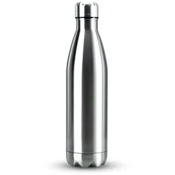 Intirilife Trinkflasche aus Edelstahl in SILBER - 1 Liter Füllmenge - Thermoskanne Isolierflasche Auslaufsicher Thermosflasche für Wasser Tee Kaffee