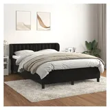 vidaXL Boxspringbett mit Matratze Schwarz 140x200 cm Samt