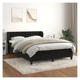 vidaXL Boxspringbett mit Matratze Schwarz 140x200 cm Samt