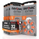 32 Hörgerätebatterien Rayovac Extra Size 13. - 4 Blister mit 8 Batterien