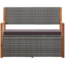 vidaXL Bank mit Stauraum 115 cm Poly Rattan Massivholz Akazie Grau