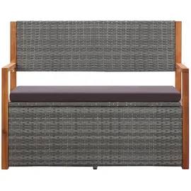 vidaXL Bank mit Stauraum 115 cm Poly Rattan Massivholz Akazie Grau