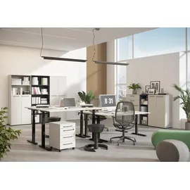 Germania Eckverbindungsplatte "Agenda", schwarz (lichtgrau, schwarz), B:80cm H:91cm T:80cm, Metall, Spanplatte, Ansatztischplatten, mit Stützfuß aus Metall