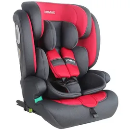 XOMAX LM238 Kindersitz mit ISOFIX I mitwachsend I 9-36 kg, 15 Monate - 12 Jahre, Gruppe 1/2/3 I 5-Punkt-Gurt und 3-Punkt-Gurt I Bezug abnehmbar und waschbar I ECE R129 I anthrazit-rot