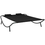 vidaXL Gartenliege Campingliege Doppelliege Relaxliege 2 Personen Gartenliege Sonnenliege schwarz