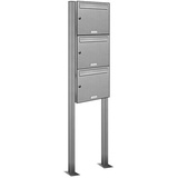 AL Briefkastensysteme 3er V2A Edelstahl Standbriefkasten Anlage Freistehend