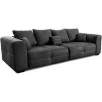 Cavadore Big Sofa Mavericco / XXL Couch im modernen Design / Inklusive Rückenkissen und Zierkissen / 287 x 69 x 108 cm (BxHxT) / Mikrofaser Schwarz