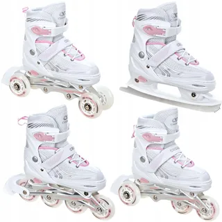 Croxer Optima Kinder Schlittschuhe Rollschuh Inliner 4in1 Wei Pink Gr 3134