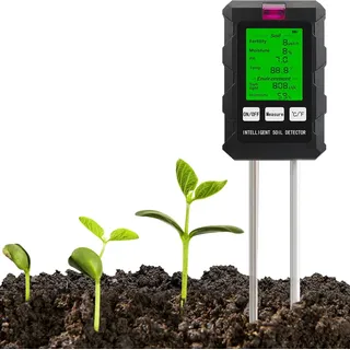 SenZjx Bodenmessgerät 6-in-1 Bodentest Messgerät - Multifunktionaler Bodentester für Fruchtbarkeit, Temperatur, Licht, pH-Wert, Bodenfeuchtigkeit und Umgebungsfeuchtigkeit (Bodenmessgerät)