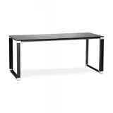 KADIMA DESIGN Büro Schreibtisch XLINE mit Hartglasplatte | Chefschreibtisch aus schwarzem Glas und Metall | Gr.: 200 x 100 x 73 cm