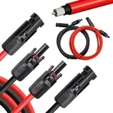 Coomoors Solarkabel 4mm2, Solarkabel Verlängerung 2 x 3 M, Solarkabel Verlängerungskabel(Rot/Schwarz) (4mm23M), Solarkabel Profi Solarkabel für Photovoltaik Kabel Solarkraftwerk