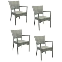 Konway Stapelstuhl ROM (4 St), 4x KONWAY® ROM Stapelsessel Granit Premium Polyrattan Sessel grau