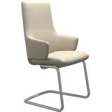 Polsterstuhl STRESSLESS "Laurel", beige (cream batick, chrom matt), B:58cm H:105cm T:60cm, Leder BATICK: BATICK ist ein leicht korrigiertes, durchgefärbtes und genarbtes Möbelleder, bei dem die meisten Unebenheiten und Spuren in der Regel entfernt wurden., Stühle, Polsterstuhl, High Back mit Armlehne, Größe L, mit Beinen aus Stahl in Chrom matt