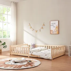 [en.casa] Kinderbett Tanna 120 x 200 cm Kiefer massiv natur beige